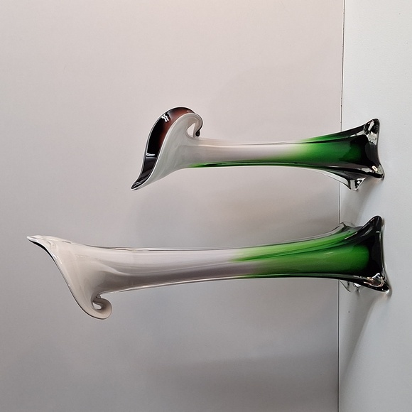 #ADF Pair of 2 Jack In the pulpit Blown glass vases - Picture 2 of 11